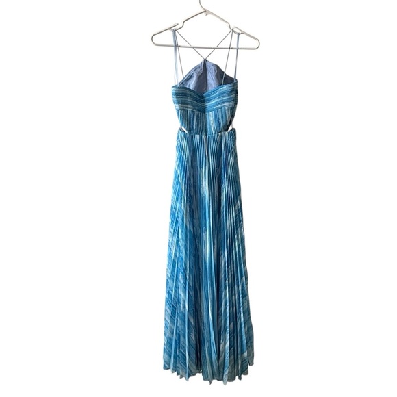 AMUR Janet Pleated Striped Cutout Maxi Dress Blue Sz 0 - Picture 4 of 7